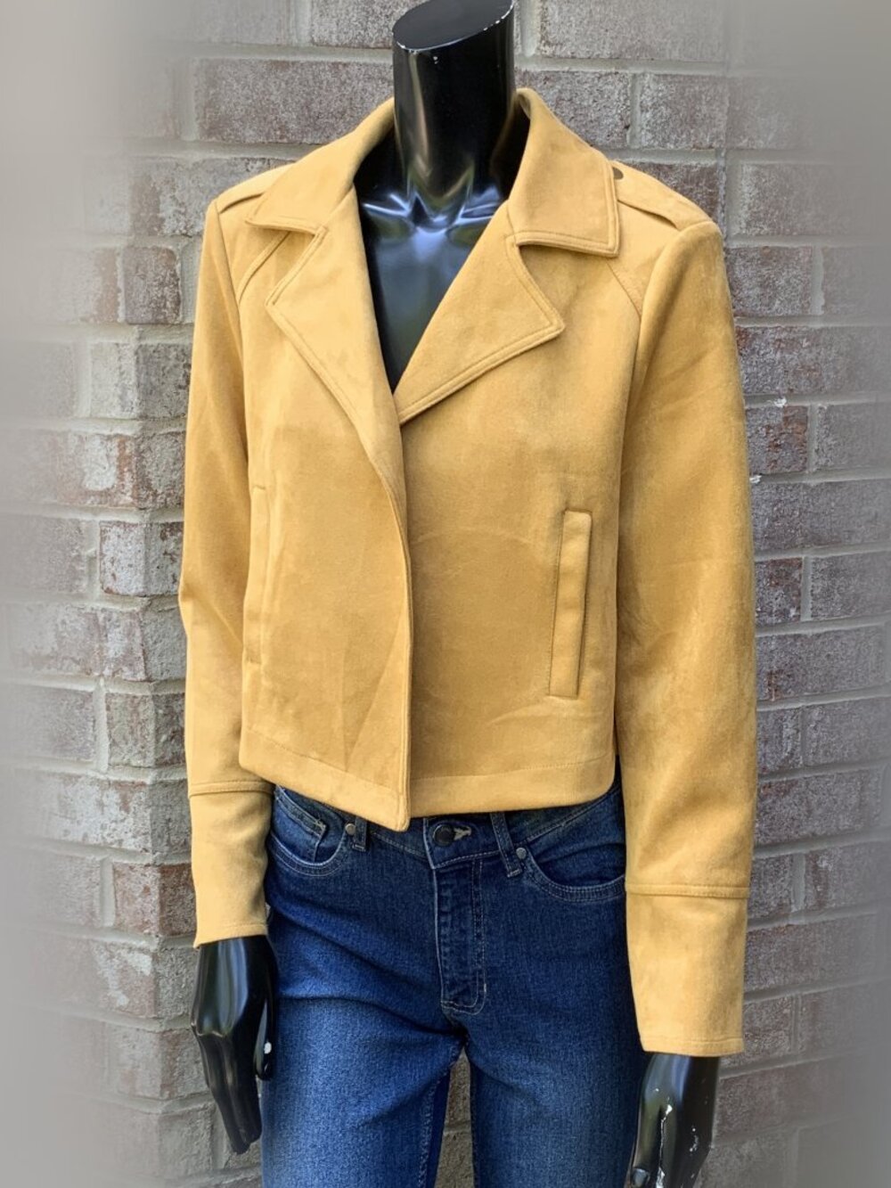 Philosophy Republic Clothing Faux Suede Cropped Notched Lapel Blazer Sz S NWT
